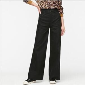 J.Crew Frankie Pants in Stretch Twill Wide Leg Women's 2 Black Business Casual
